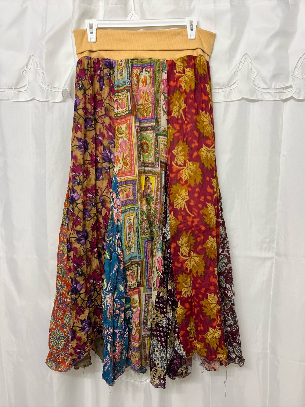 Gypsy Rose Patchwork Maxi Skirt Free Size Cotton Boho Hippie Festival